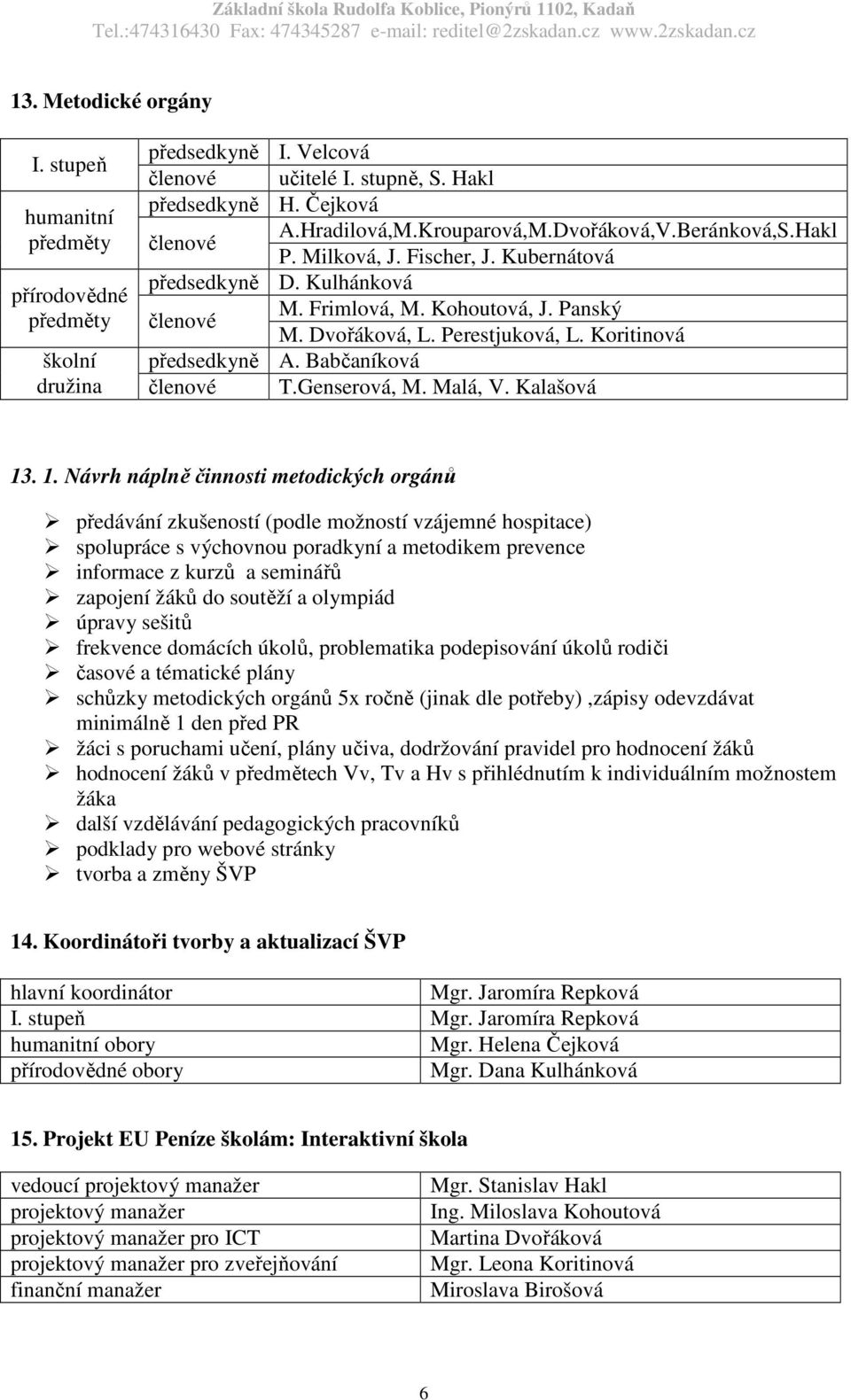 Babčaníková družina členové T.Genserová, M. Malá, V. Kalašová 13