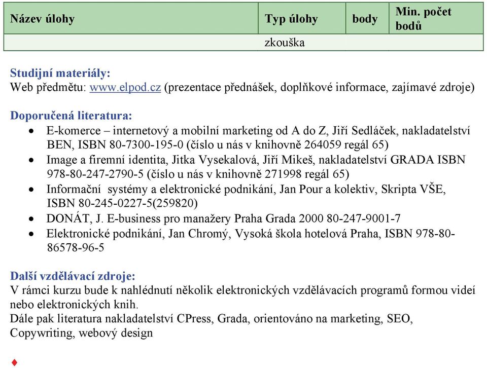 (číslo u nás v knihovně 264059 regál 65) Image a firemní identita, Jitka Vysekalová, Jiří Mikeš, nakladatelství GRADA ISBN 978-80-247-2790-5 (číslo u nás v knihovně 271998 regál 65) Informační