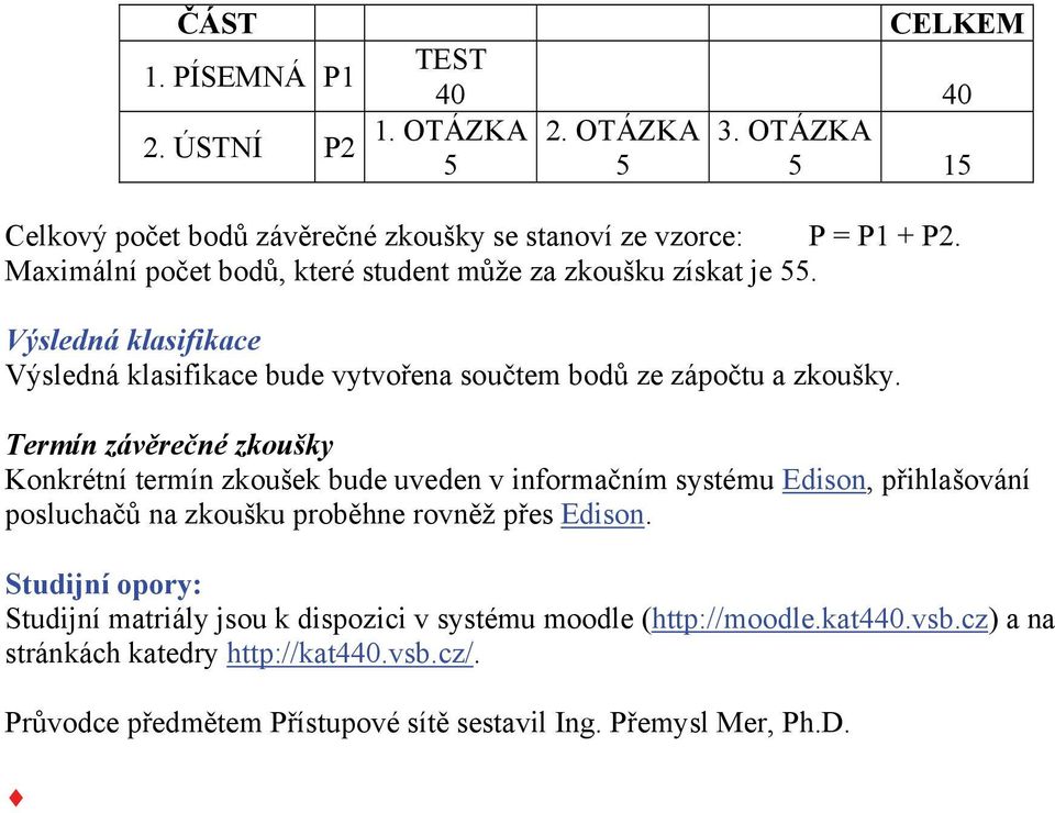 Termín závěrečné zkoušky Konkrétní termín zkoušek bude uveden v informačním systému Edison, přihlašování posluchačů na zkoušku proběhne rovněž přes Edison.