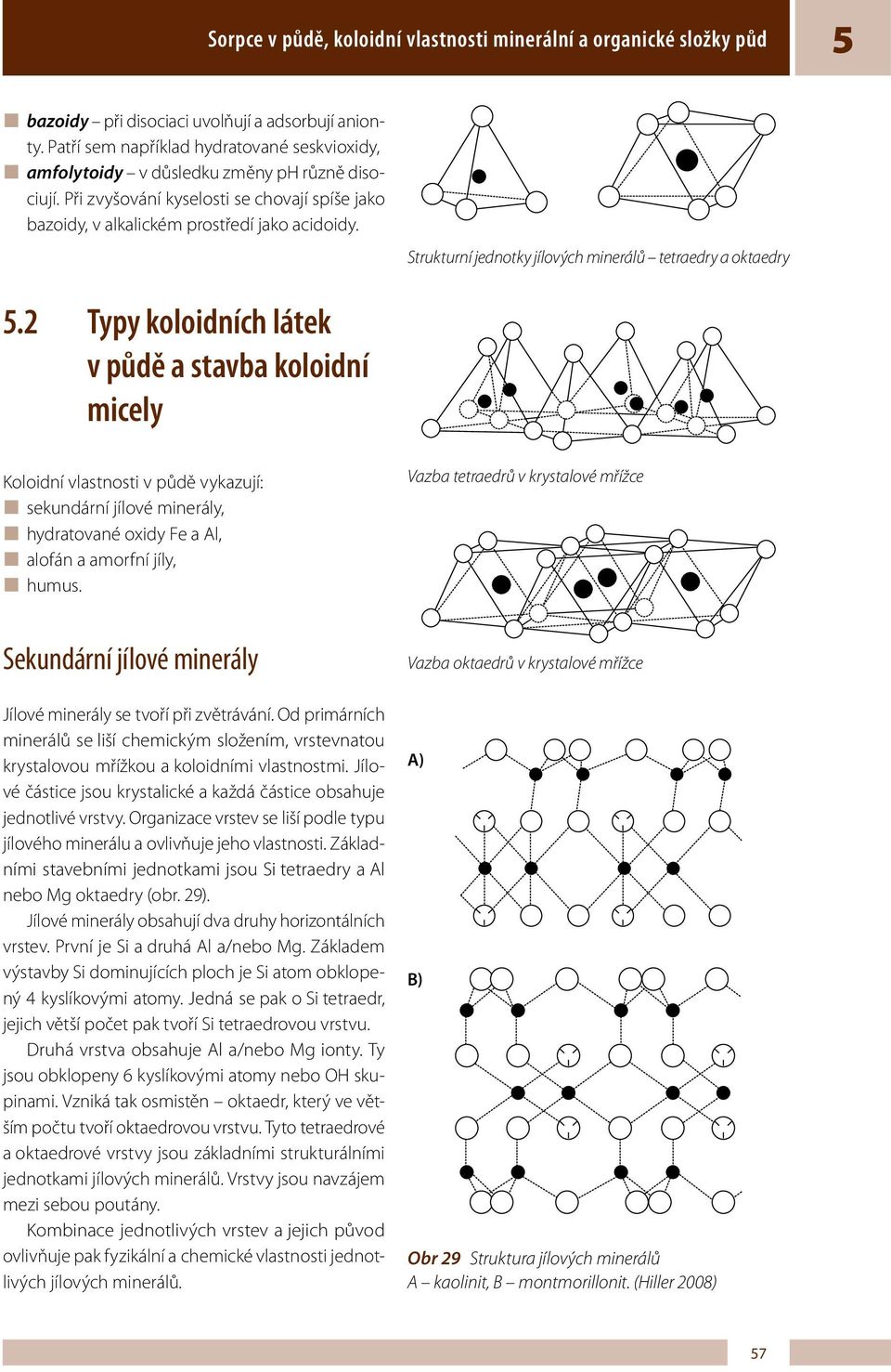 Strukturní jednotky jílových minerálů tetraedry a oktaedry 5.