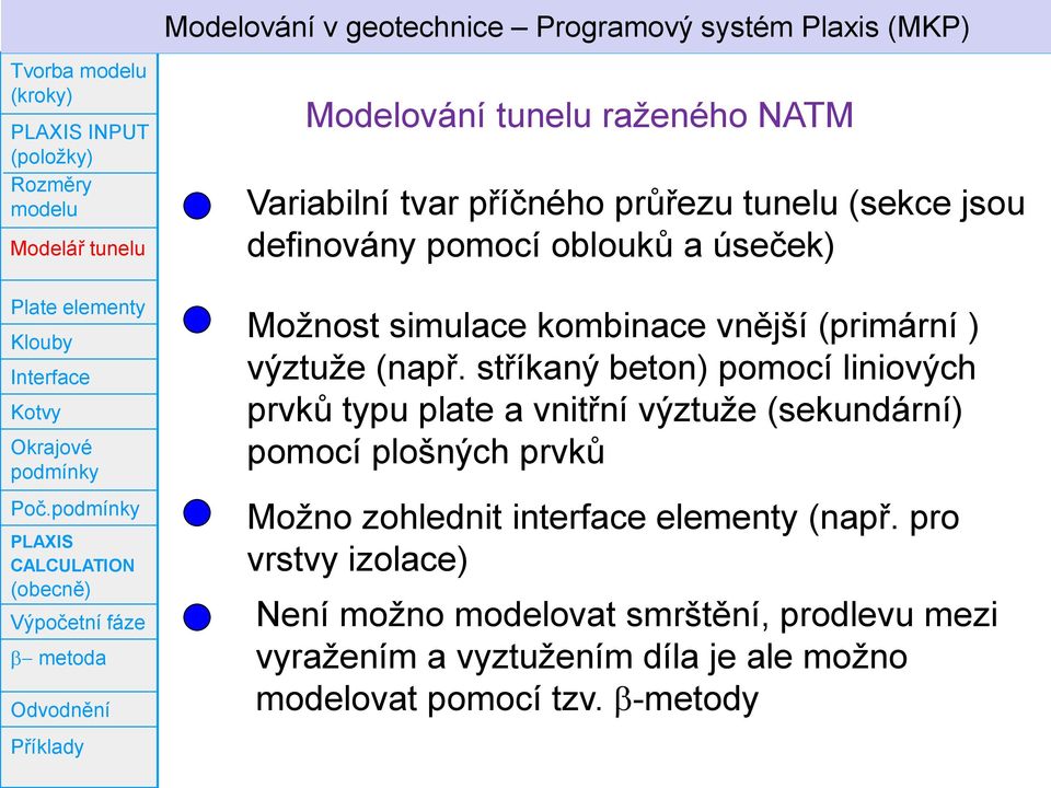 Možnost simulace kombinace vnější (primární ) výztuže (např.