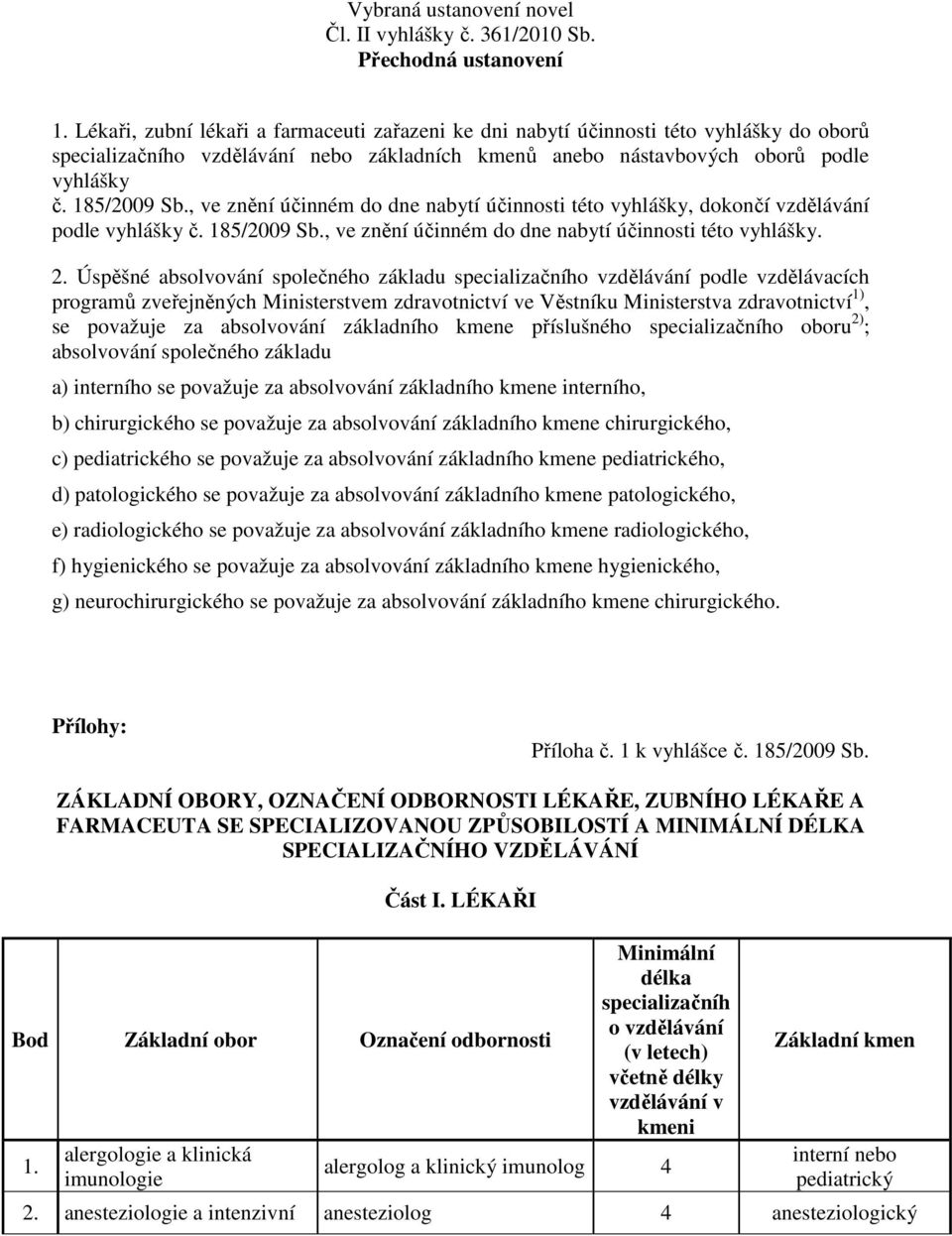 , ve znění účinném do dne nabytí účinnosti této vyhlášky, dokončí vzdělávání podle vyhlášky č. 185/2009 Sb., ve znění účinném do dne nabytí účinnosti této vyhlášky. 2.