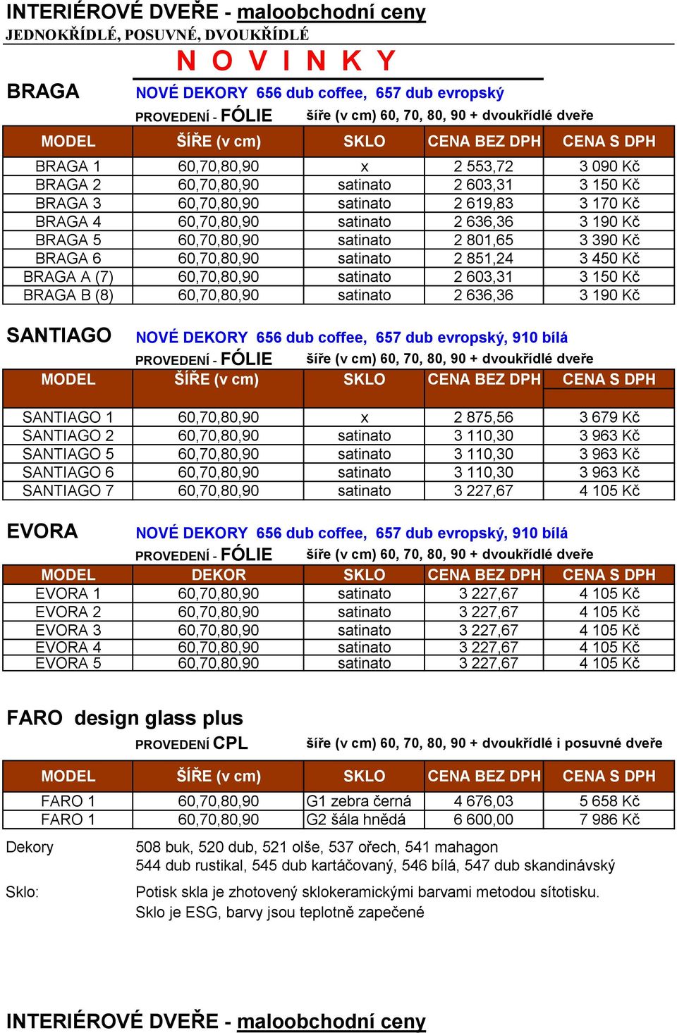 (8) 60,70,80,90 satinato 2 636,36 3 190 Kč SANTIAGO NOVÉ DEKORY 656 dub coffee, 657 dub evropský, 910 bílá SANTIAGO 1 60,70,80,90 x 2 875,56 3 679 Kč SANTIAGO 2 60,70,80,90 satinato 3 110,30 3 963 Kč