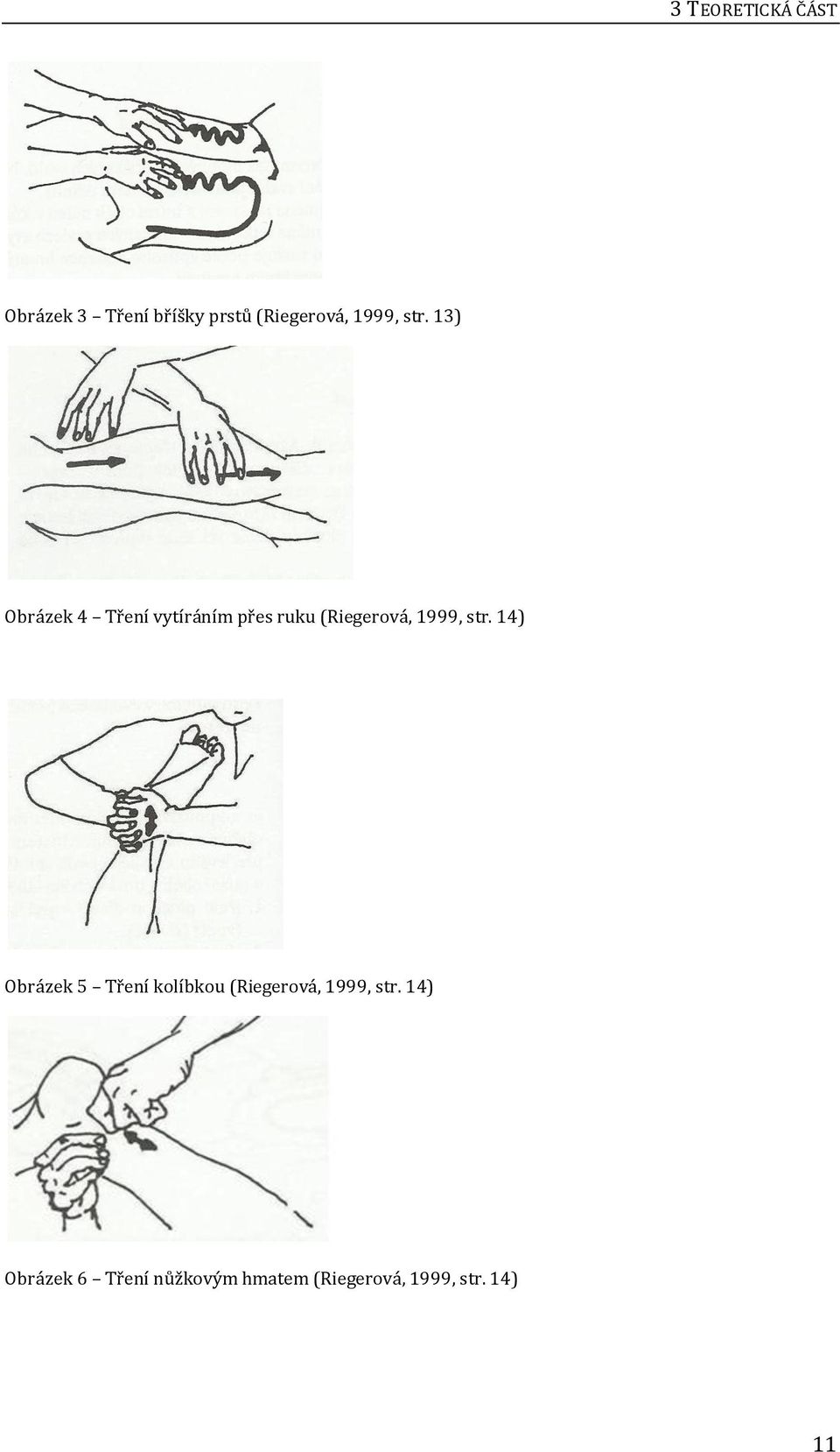 str. 14) Obrázek 5 Tření kolíbkou (Riegerová, 1999, str.