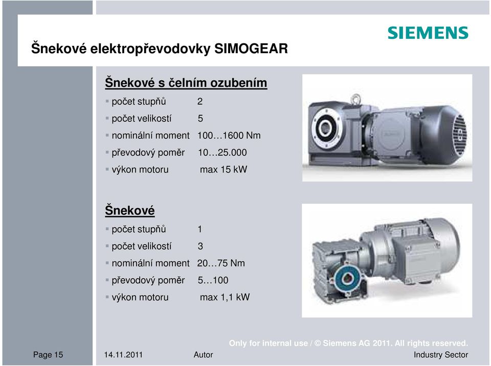 000 výkon motoru max 15 kw Šnekové počet stupňů 1 počet velikostí 3