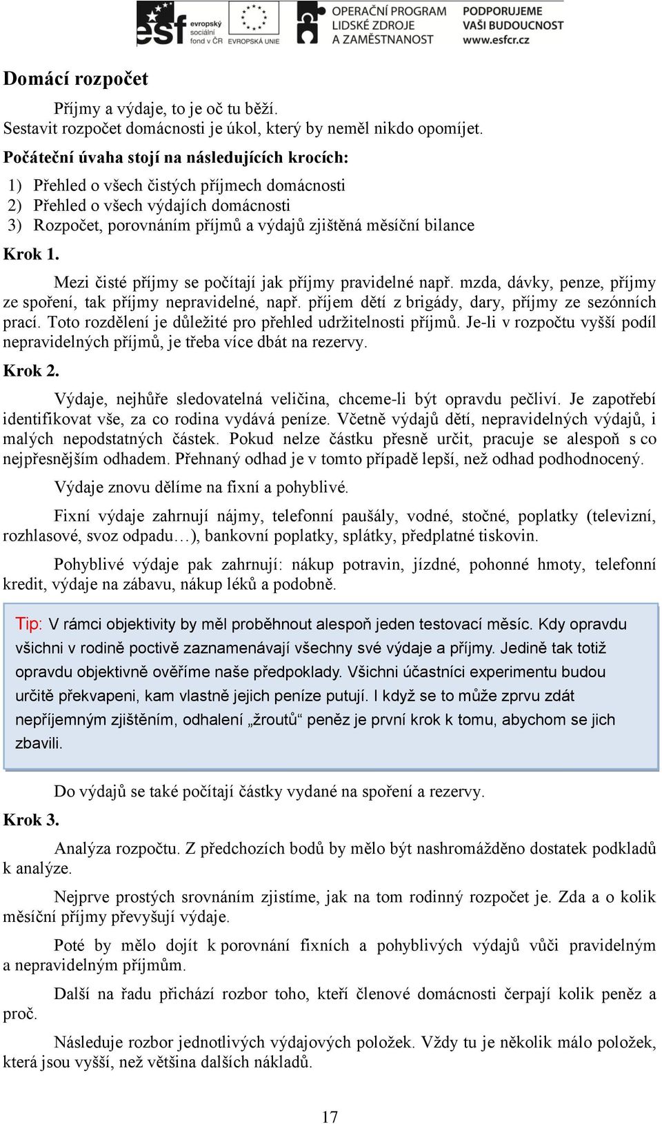 Krok 1. Mezi čisté příjmy se počítají jak příjmy pravidelné např. mzda, dávky, penze, příjmy ze spoření, tak příjmy nepravidelné, např. příjem dětí z brigády, dary, příjmy ze sezónních prací.