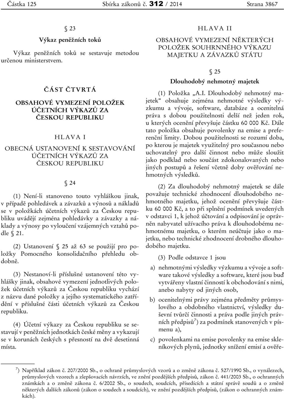 případě pohledávek a závazků a výnosů a nákladů se v položkách účetních výkazů za Českou republiku uvádějí zejména pohledávky a závazky a náklady a výnosy po vyloučení vzájemných vztahů podle 21.