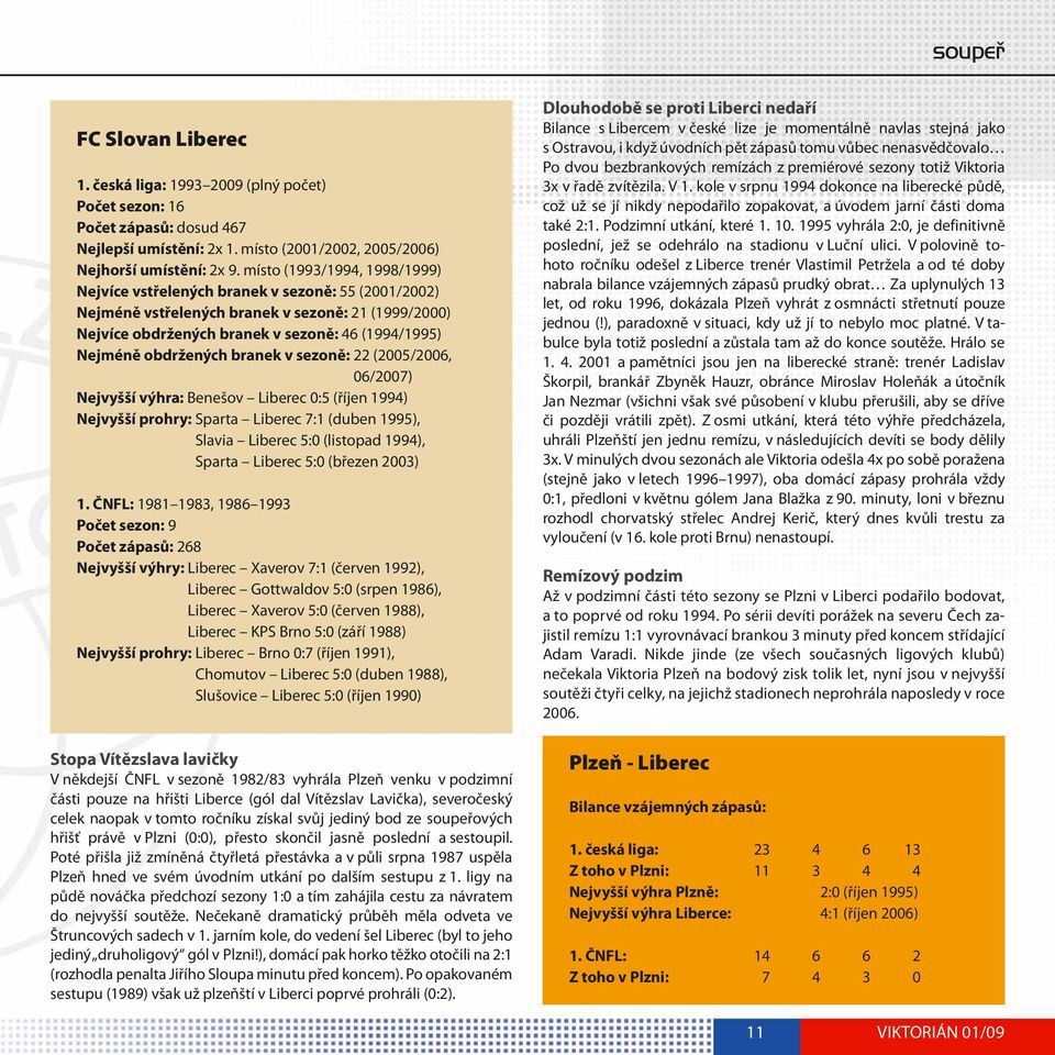 obdržených branek v sezoně: 22 (2005/2006, 06/2007) Nejvyšší výhra: Benešov Liberec 0:5 (říjen 1994) Nejvyšší prohry: Sparta Liberec 7:1 (duben 1995), Slavia Liberec 5:0 (listopad 1994), Sparta
