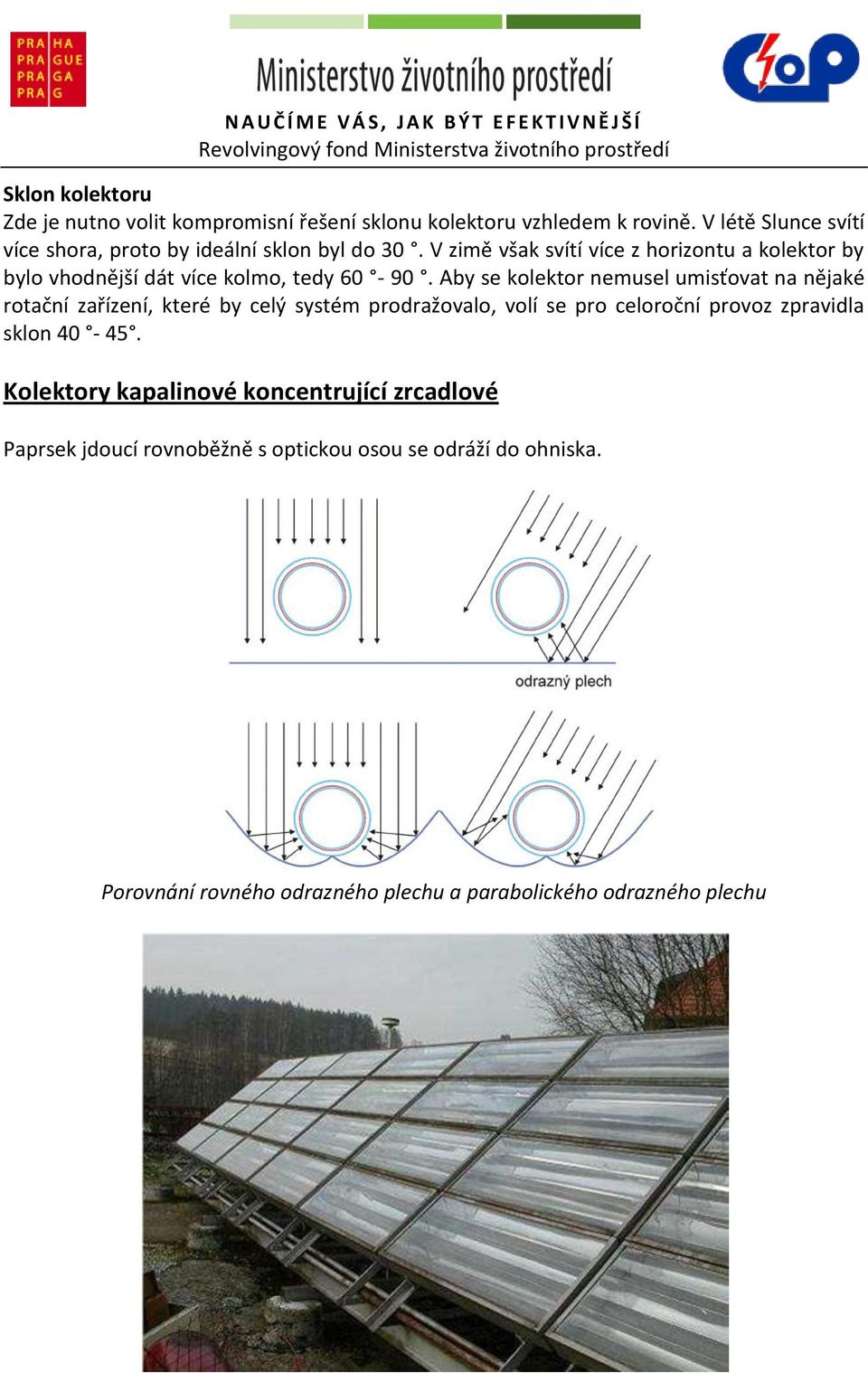 V zimě však svítí více z horizontu a kolektor by bylo vhodnější dát více kolmo, tedy 60-90.