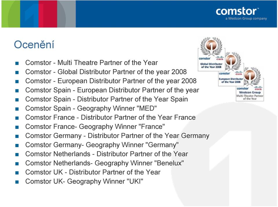 Partner of the Year France Comstor France- Geography Winner "France" Comstor Germany - Distributor Partner of the Year Germany Comstor Germany- Geography Winner "Germany"