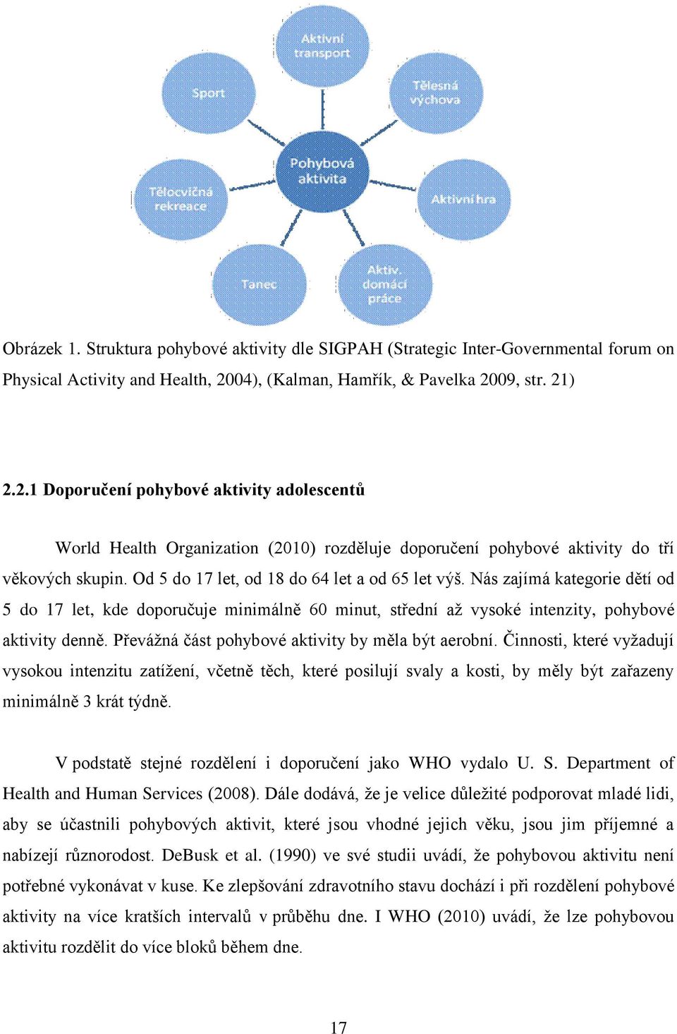 Od 5 do 17 let, od 18 do 64 let a od 65 let výš. Nás zajímá kategorie dětí od 5 do 17 let, kde doporučuje minimálně 60 minut, střední až vysoké intenzity, pohybové aktivity denně.