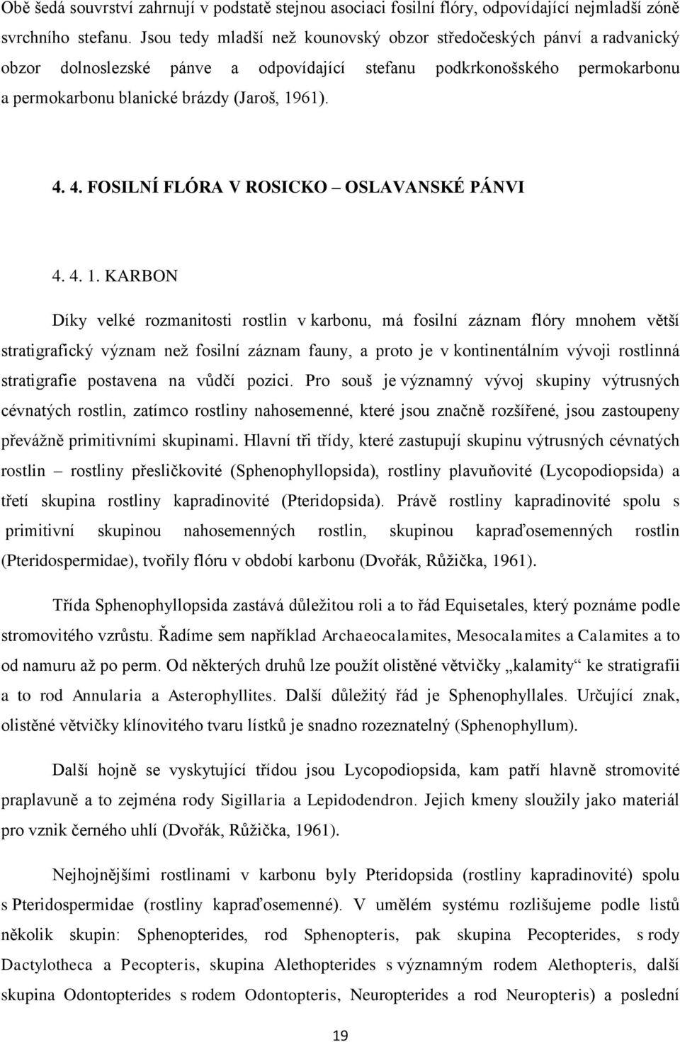 4. FOSILNÍ FLÓRA V ROSICKO OSLAVANSKÉ PÁNVI 4. 4. 1.