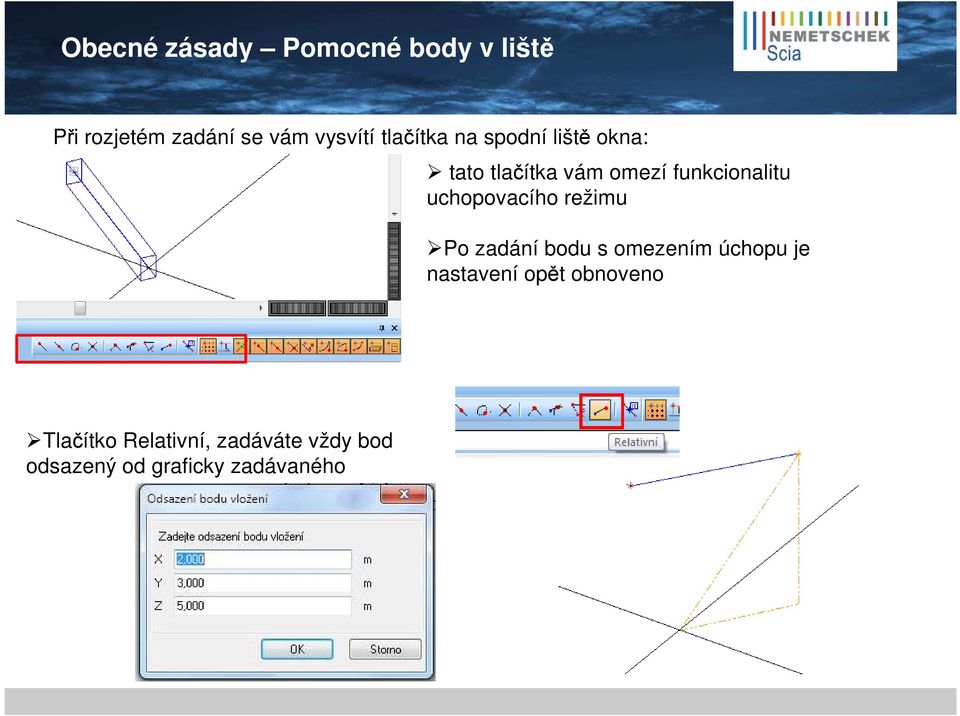 uchopovacího režimu Po zadání bodu s omezením úchopu je nastavení opět