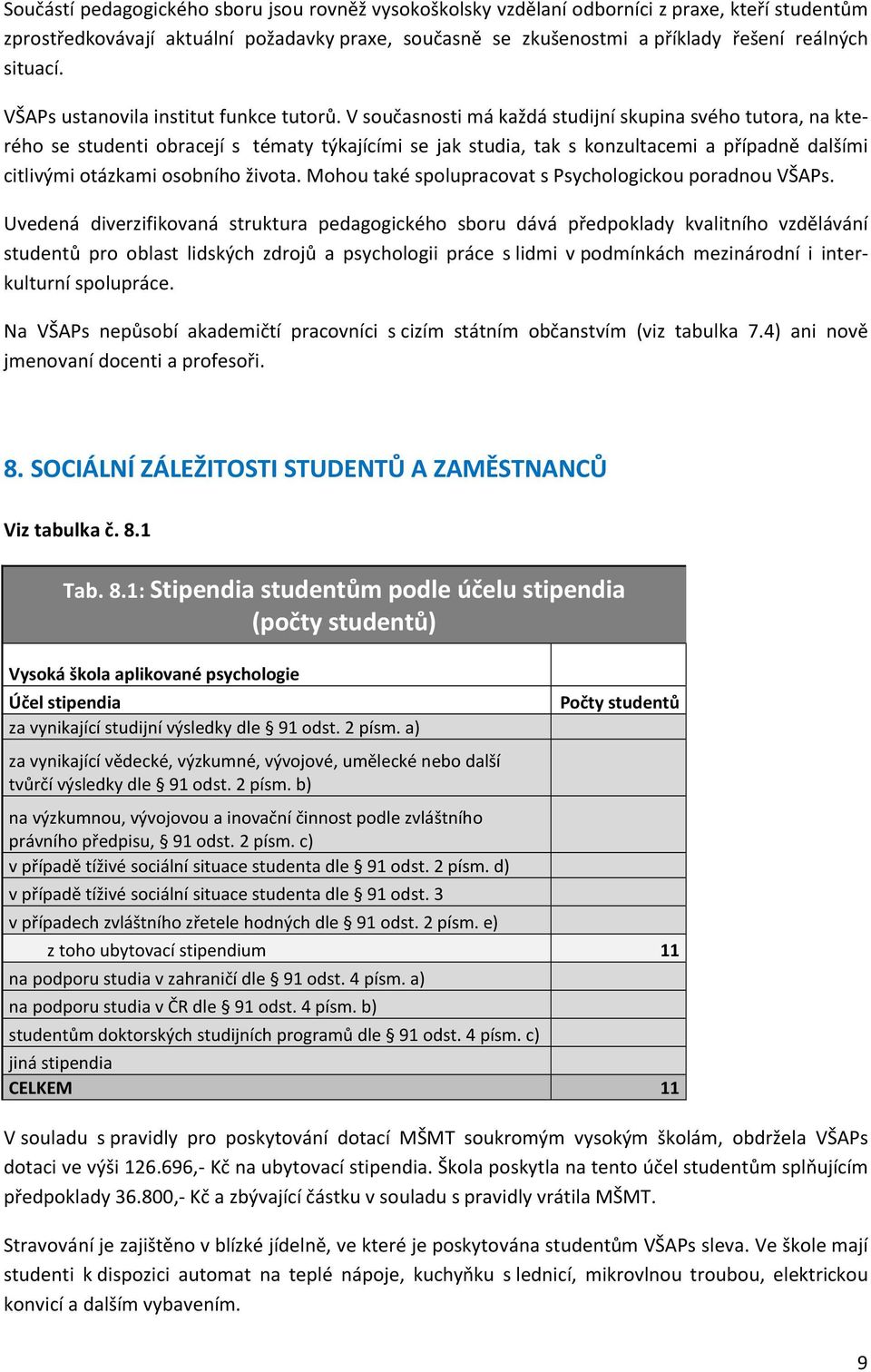 V současnosti má každá studijní skupina svého tutora, na kterého se studenti obracejí s tématy týkajícími se jak studia, tak s konzultacemi a případně dalšími citlivými otázkami osobního života.