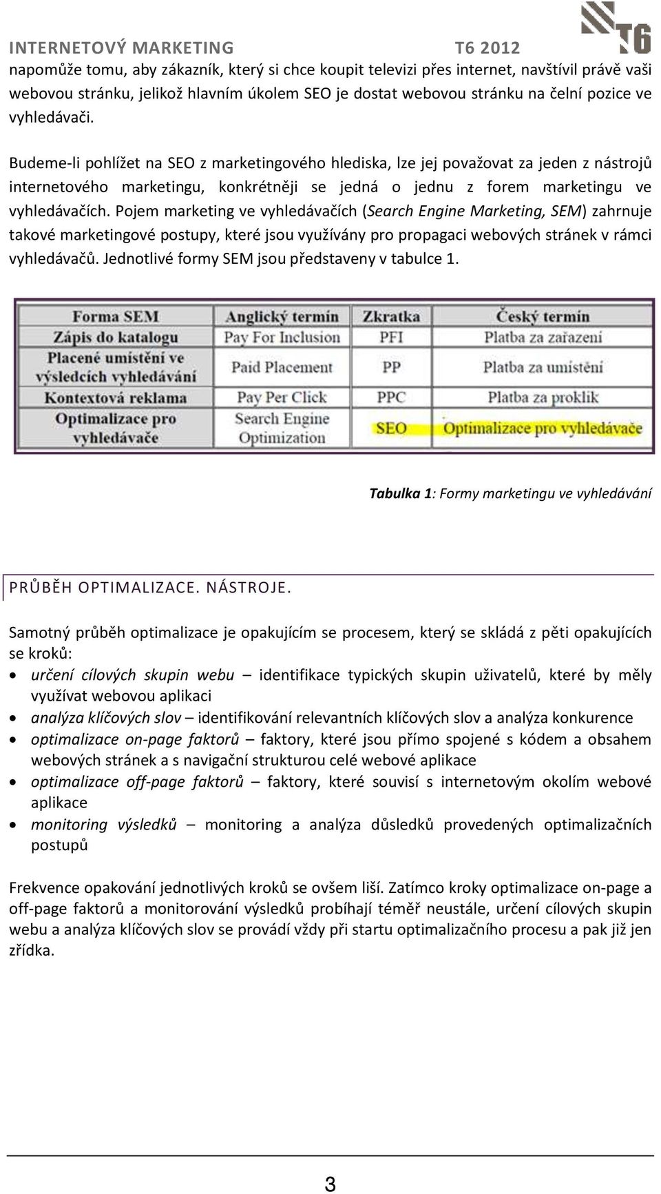 Pojem marketing ve vyhledávačích (Search Engine Marketing, SEM) zahrnuje takové marketingové postupy, které jsou využívány pro propagaci webových stránek v rámci vyhledávačů.