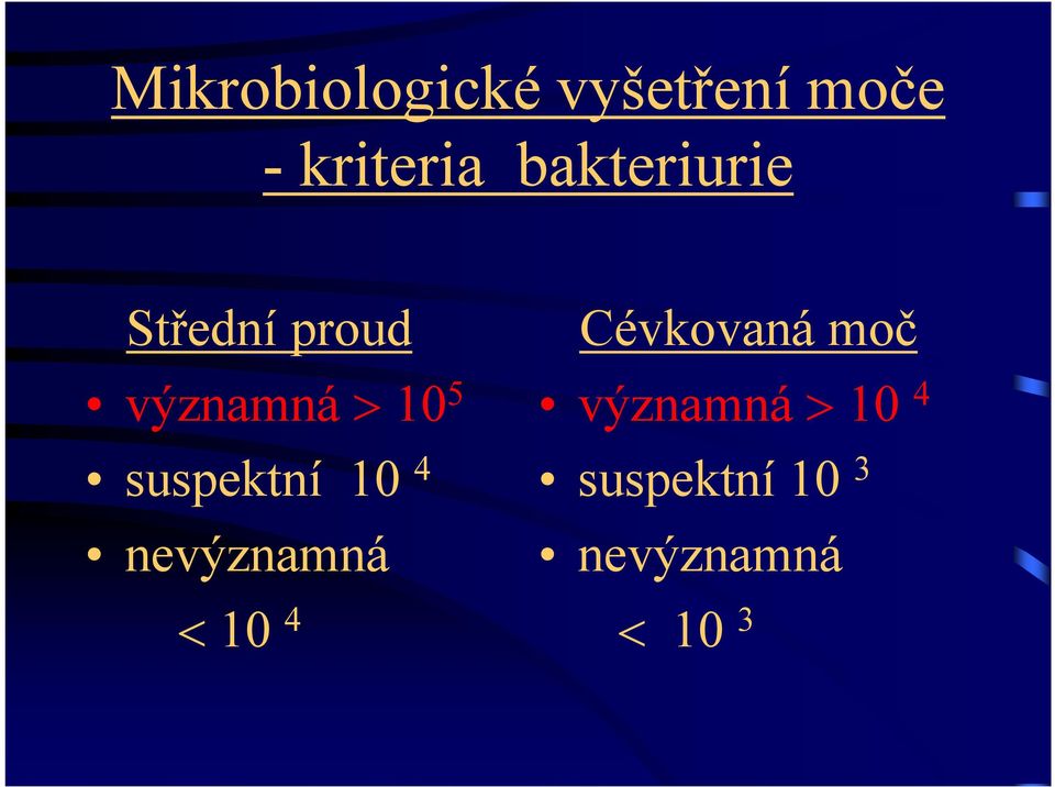 suspektní 10 4 nevýznamná < 10 4 Cévkovaná