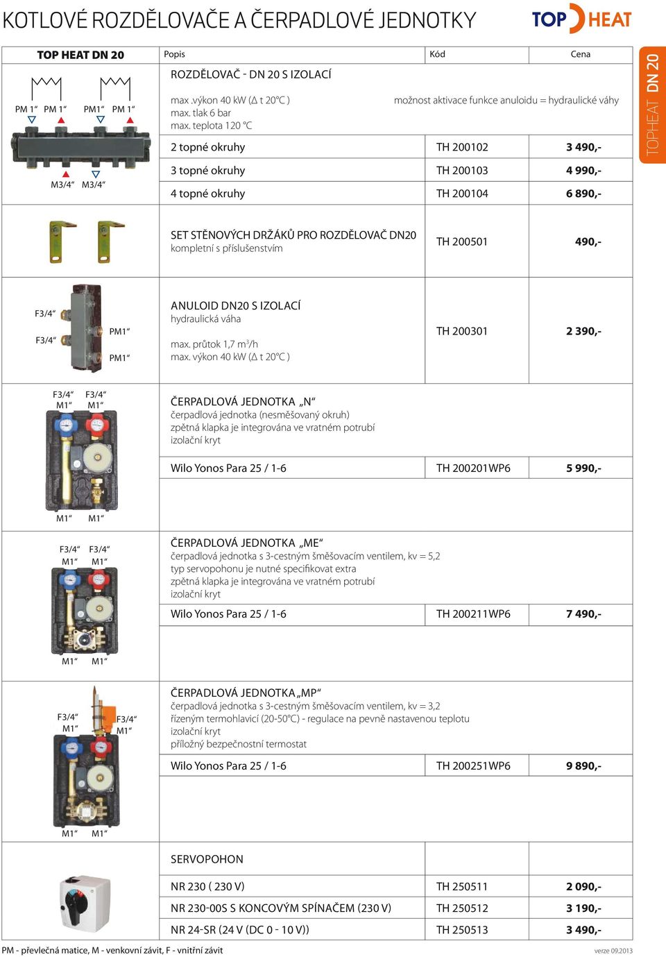 ROZDĚLOVAČ DN20 kompletní s příslušenstvím TH 200501 490,- P P ANULOID DN20 S IZOLACÍ hydraulická váha max. průtok 1,7 m 3 /h max.