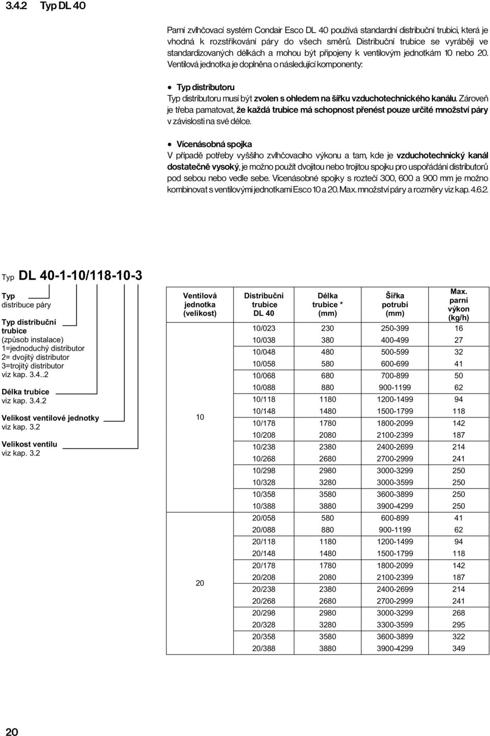 Ventilová jednotka je doplněna o následující komponenty: x Typ distributoru Typ distributoru musí být zvolen s ohledem na šířku vzduchotechnického kanálu.