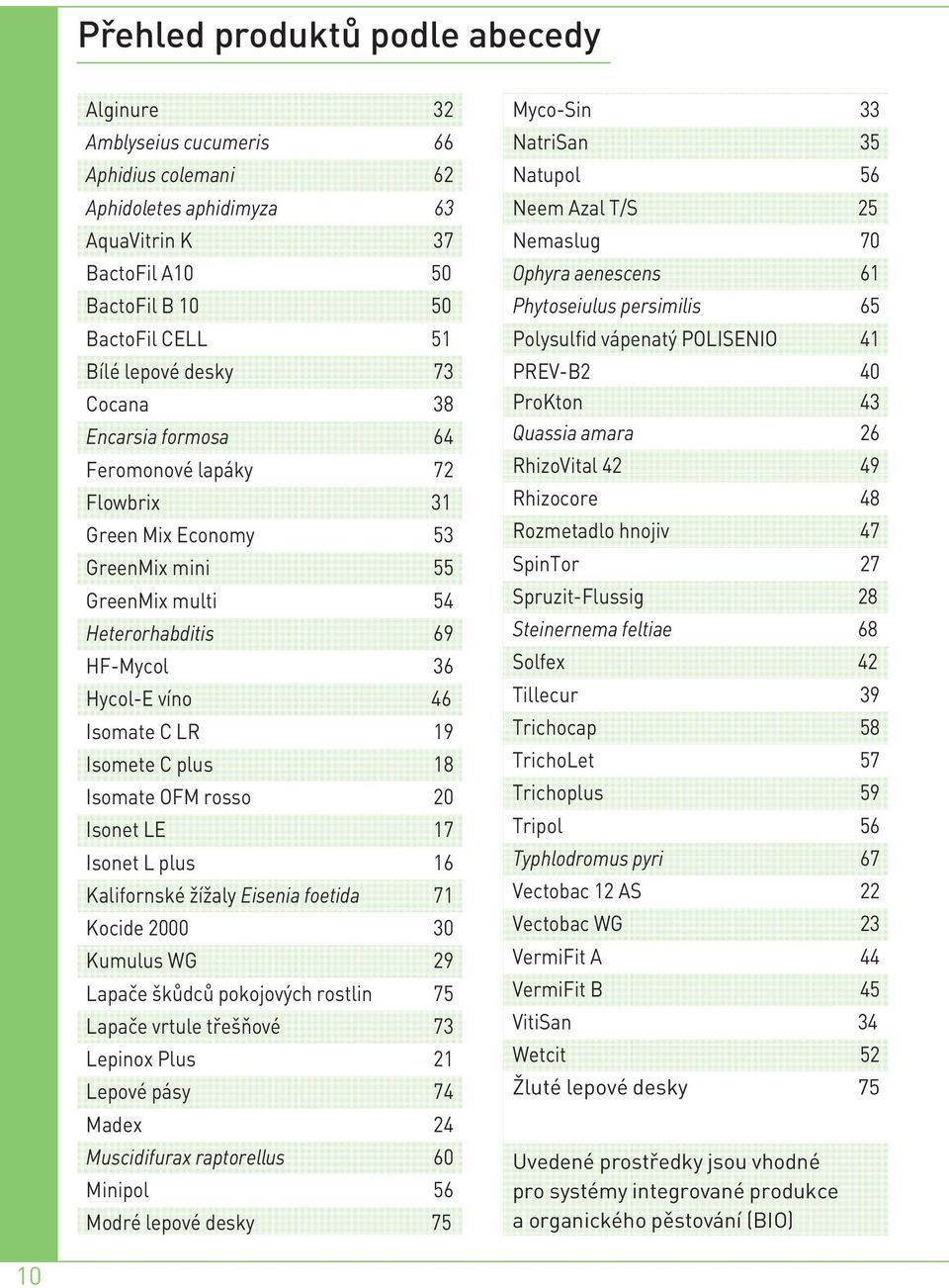 18 Isomate OFM rosso 20 Isonet LE 17 Isonet L plus 16 Kalifornské žížaly Eisenia foetida 71 Kocide 2000 30 Kumulus WG 29 Lapače škůdců pokojových rostlin 75 Lapače vrtule třešňové 73 Lepinox Plus 21