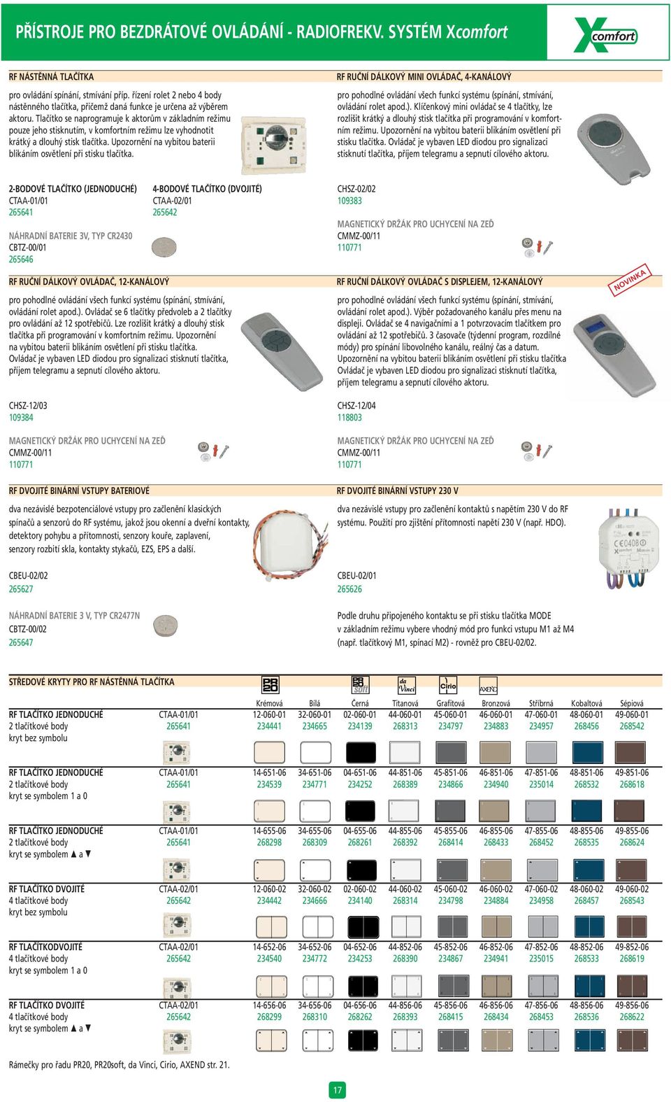 Tlačítko se naprogramuje k aktorům v základním režimu pouze jeho stisknutím, v komfortním režimu lze vyhodnotit krátký a dlouhý stisk tlačítka.