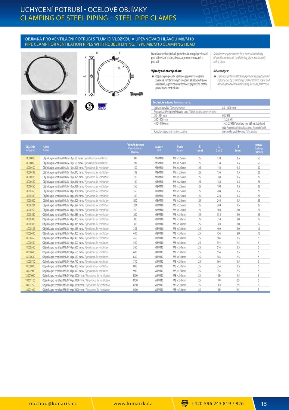 ouble screw pipe clamps for a professional fixing of ventilation and air conditioning pipes, particularly coiled pipes.