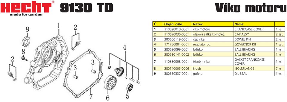 GOVERNOR KIT 1 set 5 380630099-0001 ložisko BALL BEARING 1 ks 6 380630141-0002 ložisko BALL BEARING 1 ks 7