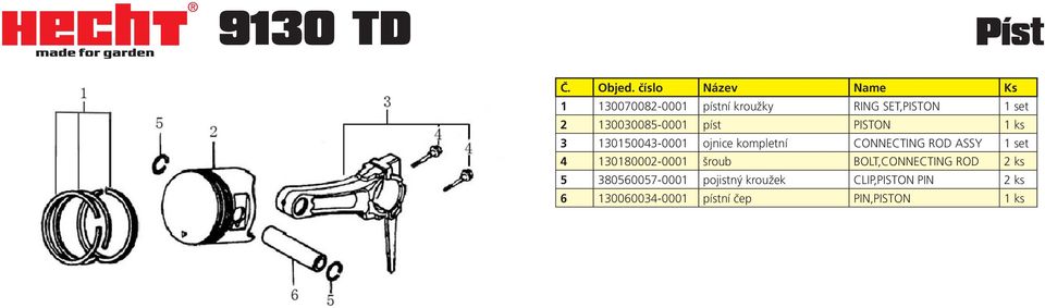 CONNECTING ROD ASSY 1 set 4 130180002-0001 šroub BOLT,CONNECTING ROD 2 ks 5