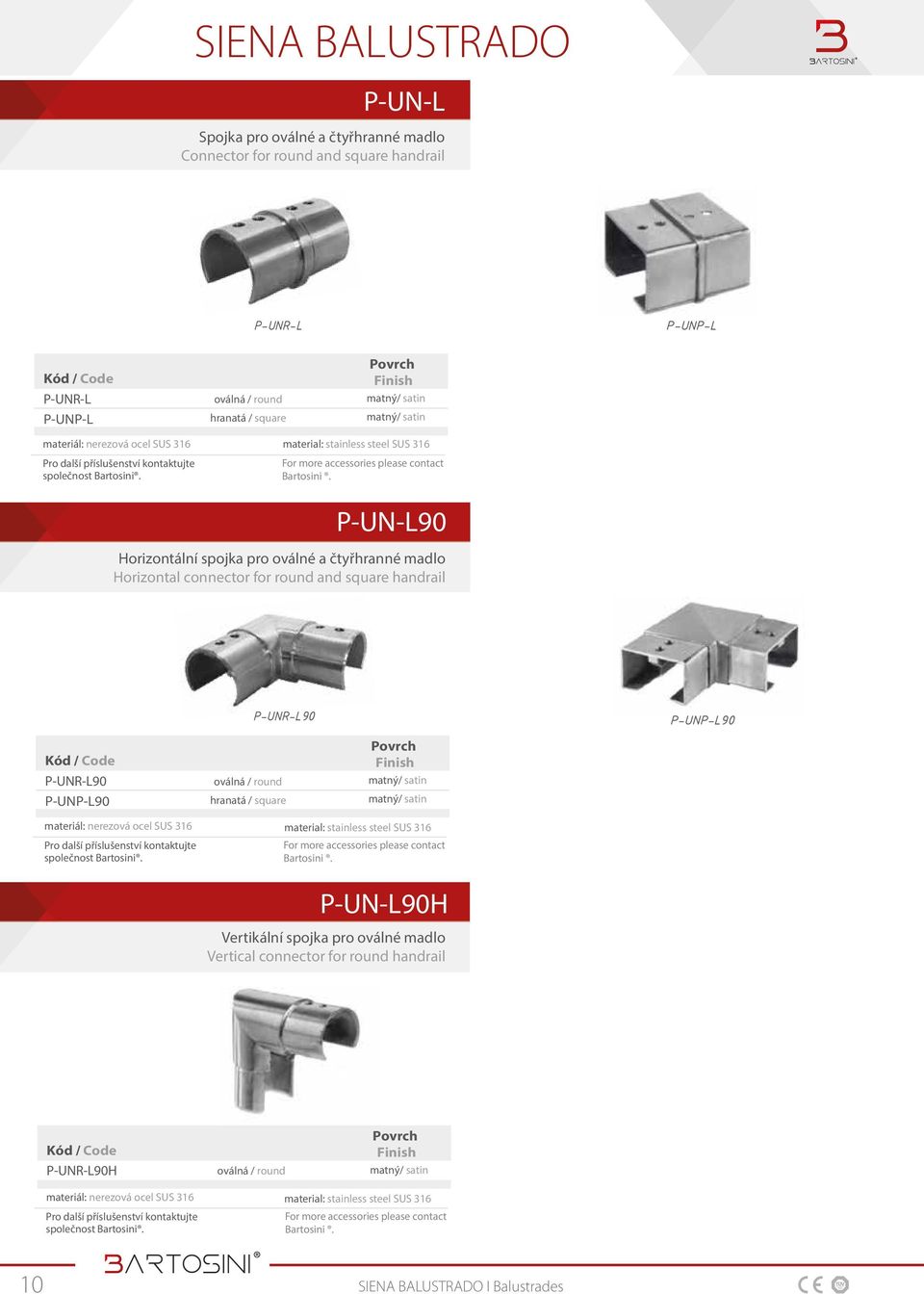 P-UN-L90 Horizontální spojka pro oválné a čtyřhranné madlo Horizontal connector for round and square handrail P-UNR-L90 P-UNP-L90 P-UNR-L90 oválná / round hranatá / square P-UNP-L90 Pro