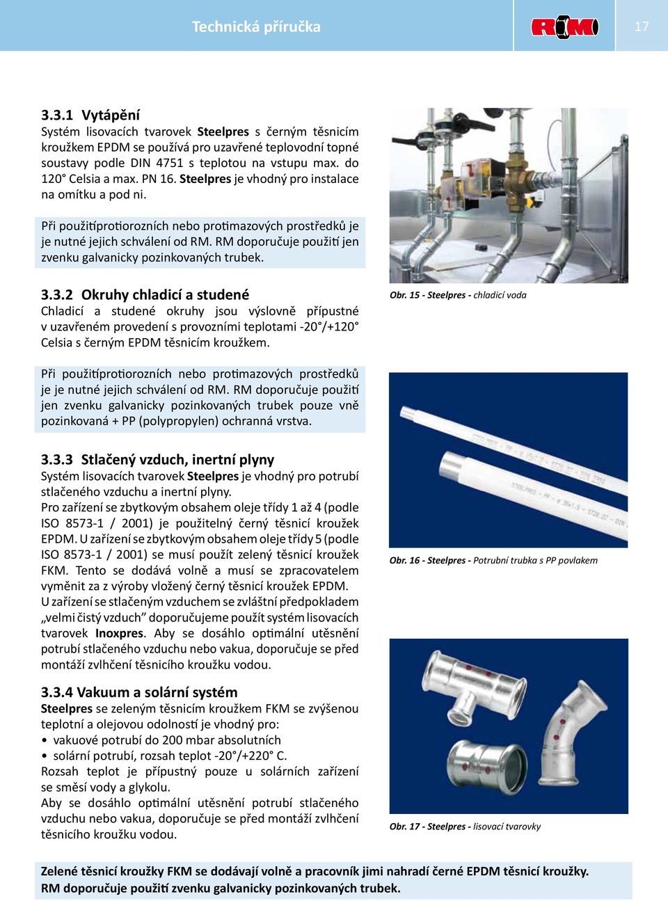 RM doporučuje použití jen zvenku galvanicky pozinkovaných trubek. 3.