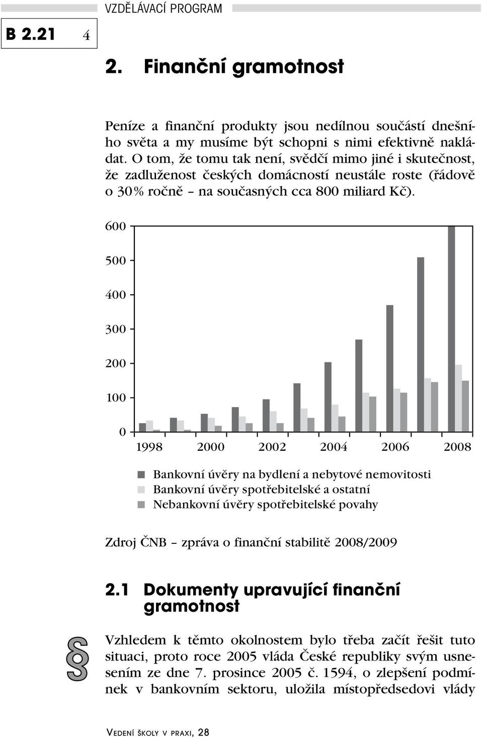 600 500 400 300 200 100 0 1998 2000 2002 2004 2006 2008 Bankovní úvěry na bydlení a nebytové nemovitosti Bankovní úvěry spotřebitelské a ostatní Nebankovní úvěry spotřebitelské povahy Zdroj ČNB