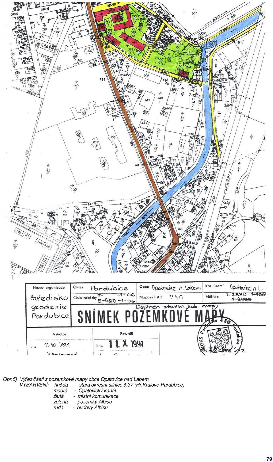 Králové-Pardubice) modrá - Opatovický kanál žlutá -