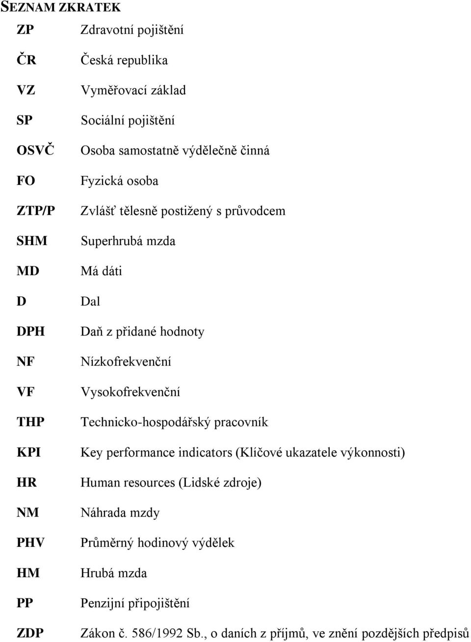 hodnoty Nízkofrekvenční Vysokofrekvenční Technicko-hospodářský pracovník Key performance indicators (Klíčové ukazatele výkonnosti) Human resources