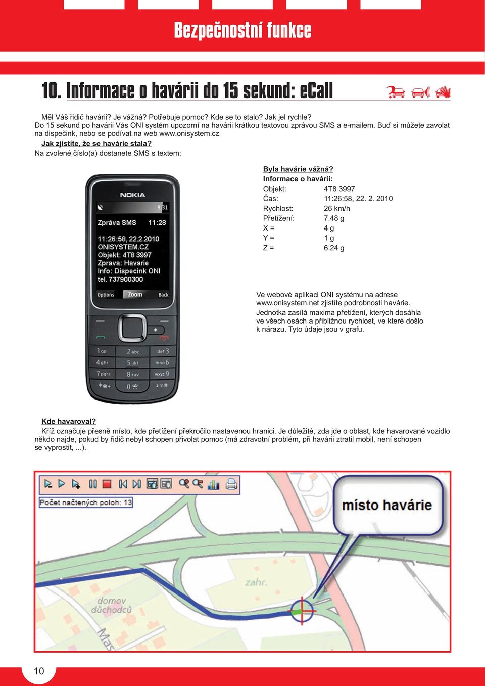 cz Jak zjistíte, že se havárie stala? Na zvolené èíslo(a) dostanete SMS s textem: Byla havárie vážná? Informace o havárii: Objekt: 4T8 3997 Èas: 11:26:58, 22. 2. 2010 Rychlost: 26 km/h Pøetížení: 7.