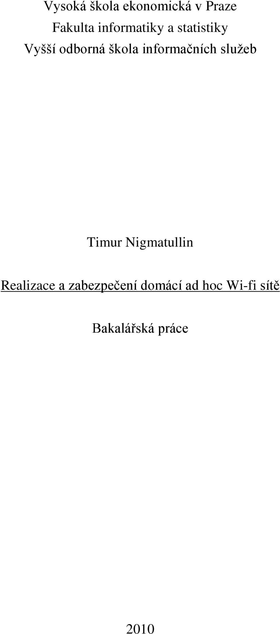 informačních sluţeb Timur Nigmatullin Realizace