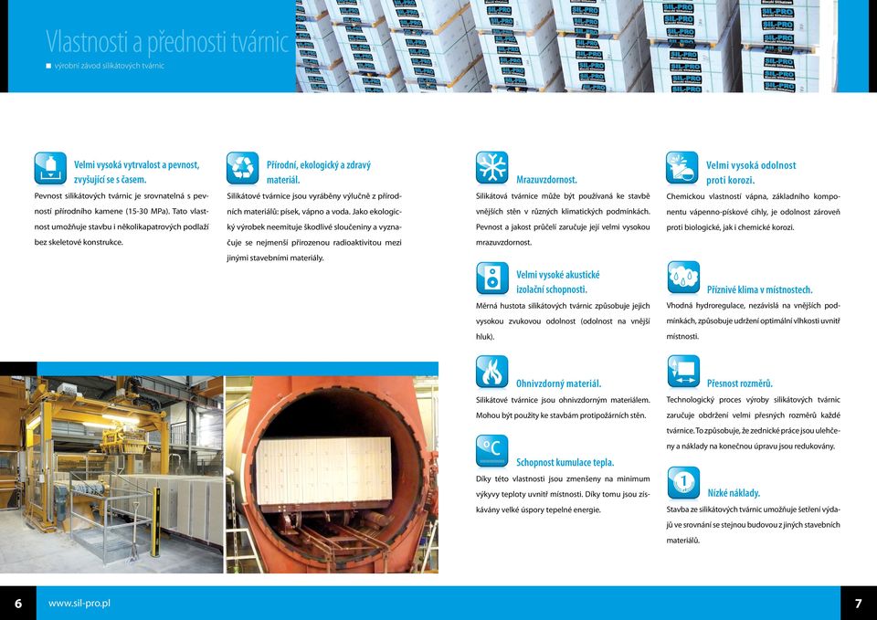 ností přírodního kamene (15-30 MPa). Tato vlast- ních materiálů: písek, vápno a voda. Jako ekologic- vnějších stěn v různých klimatických podmínkách.
