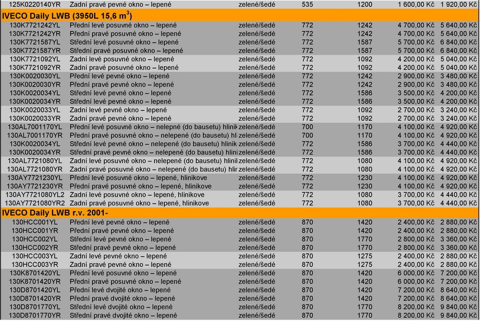 130K7721587YR Střední pravé posuvné okno lepené zelené/šedé 772 1587 5 700,00 Kč 6 840,00 Kč 130K7721092YL Zadní levé posuvné okno lepené zelené/šedé 772 1092 4 200,00 Kč 5 040,00 Kč 130K7721092YR