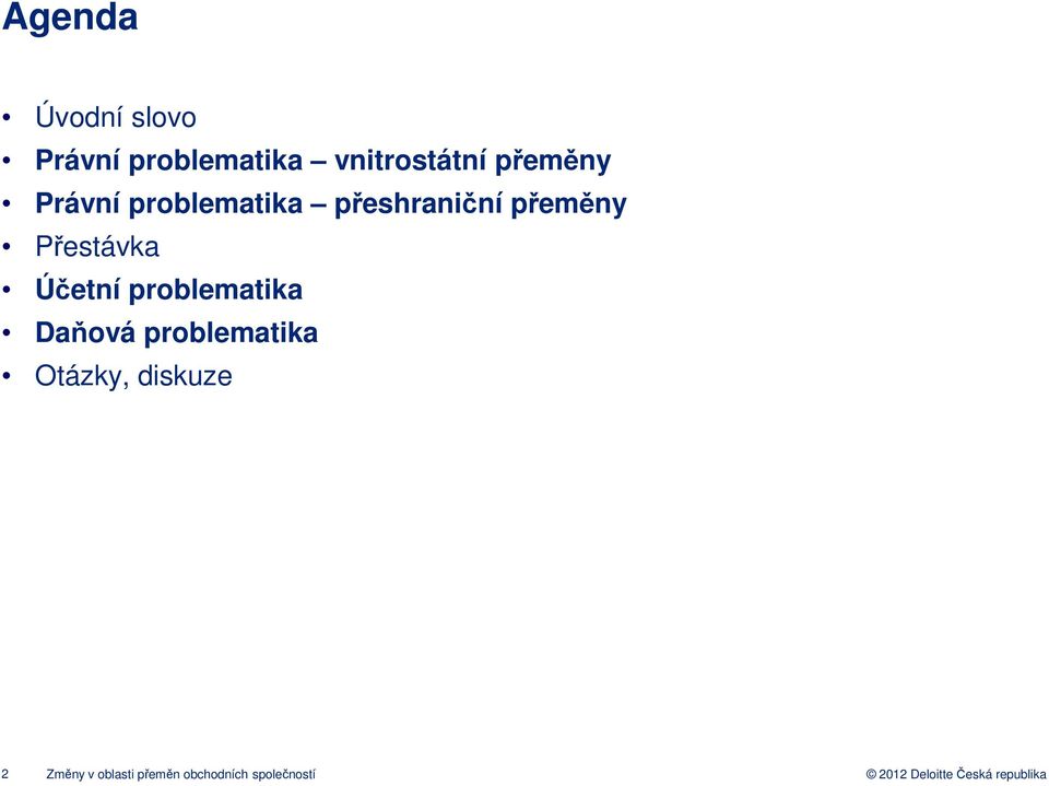 Přestávka Účetní problematika Daňová problematika