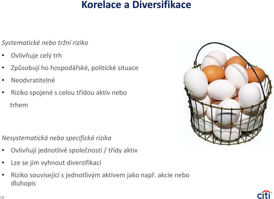 Nesystematická nebo specifická rizika Ovlivňují jednotlivé společnosti / třídy aktiv Lze se