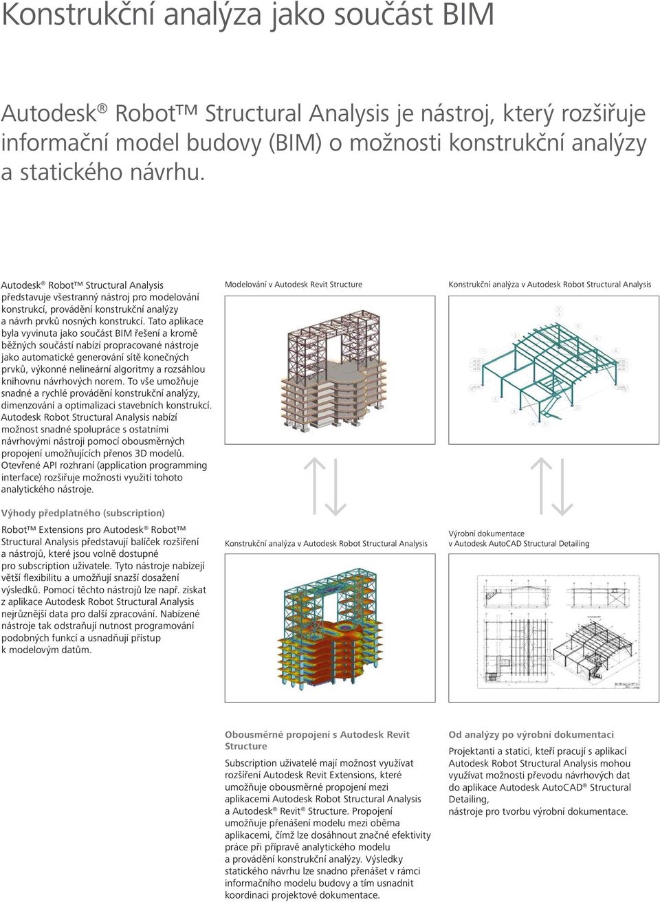 Tato aplikace byla vyvinuta jako součást BIM řešení a kromě běžných součástí nabízí propracované nástroje jako automatické generování sítě konečných prvků, výkonné nelineární algoritmy a rozsáhlou