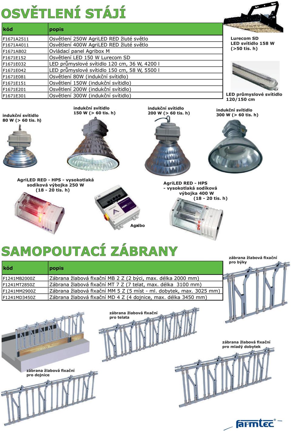 (indukční svítidlo) Osvětlení 200W (indukční svítidlo) Osvětlení 300W (indukční svítidlo) Lurecom SD LED svítidlo 158 W (>50 tis.