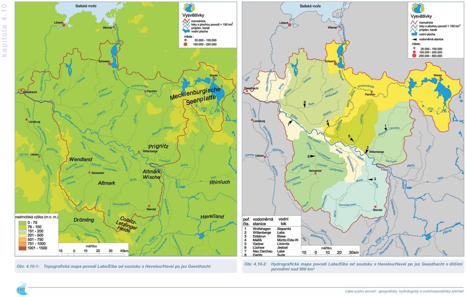 -: 8 Topograﬁcká mapa povodí Labe/Elbe od soutoku s Havolou/Havel po jez