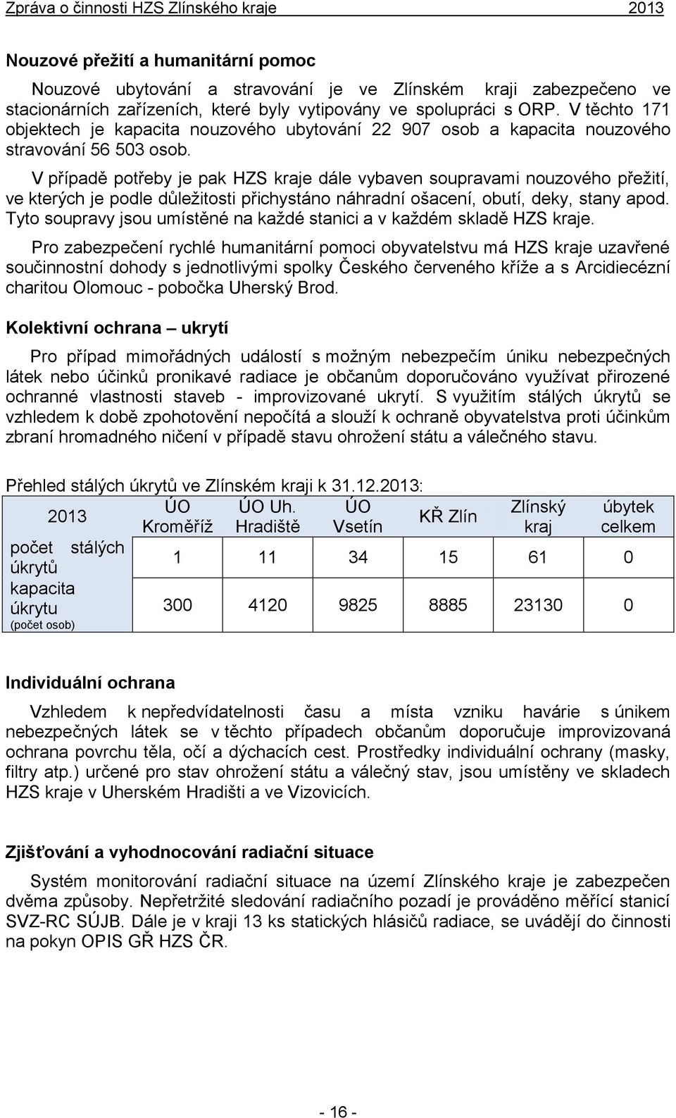 V případě potřeby je pak HZS kraje dále vybaven soupravami nouzového přežití, ve kterých je podle důležitosti přichystáno náhradní ošacení, obutí, deky, stany apod.