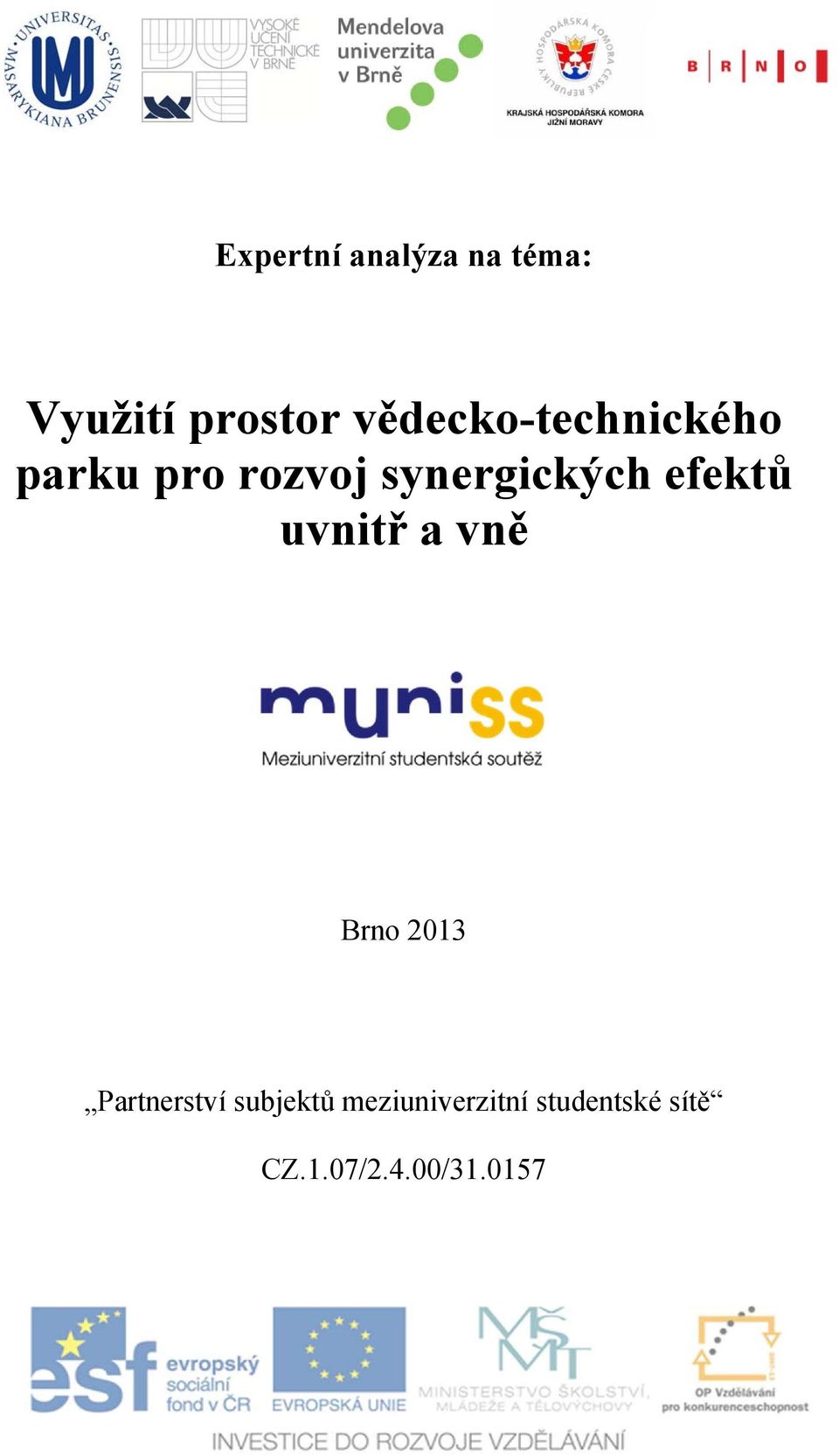 efektů uvnitř a vně Brno 2013 Partnerství