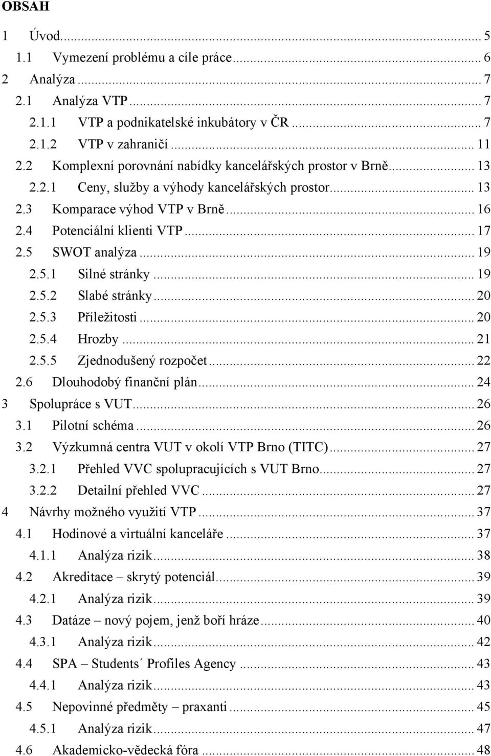 5 SWOT analýza... 19 2.5.1 Silné stránky... 19 2.5.2 Slabé stránky... 20 2.5.3 Příležitosti... 20 2.5.4 Hrozby... 21 2.5.5 Zjednodušený rozpočet... 22 2.6 Dlouhodobý finanční plán.