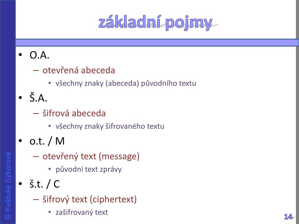 xtu šifrová abeceda o.t. / M všechny znaky šifrovaného