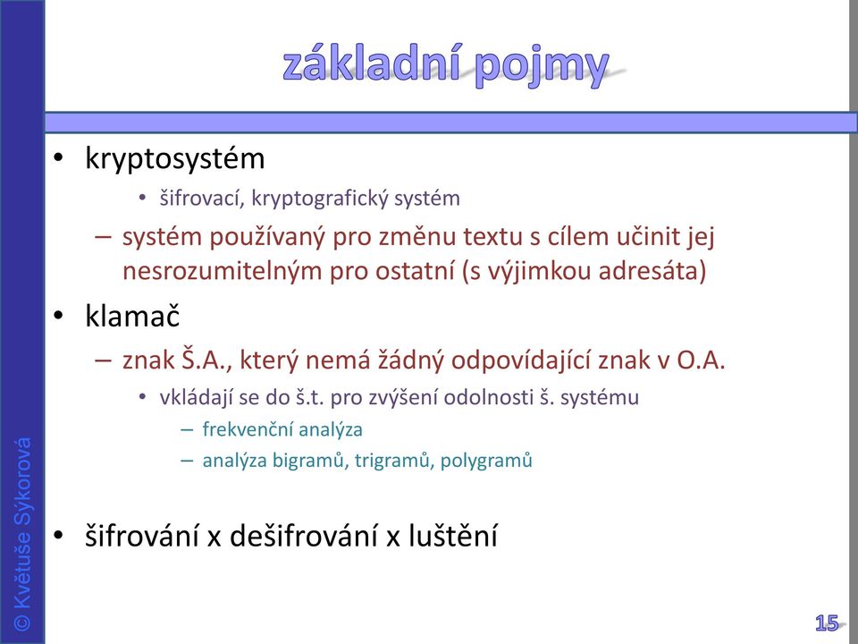 , který nemá žádný odpovídající znak v O.A. vkládají se do š.t. pro zvýšení odolnosti š.