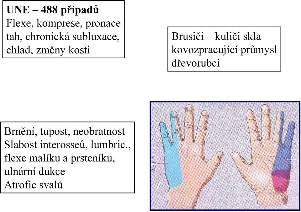 kovozpracující průmysl dřevorubci Brnění, tupost, neobratnost