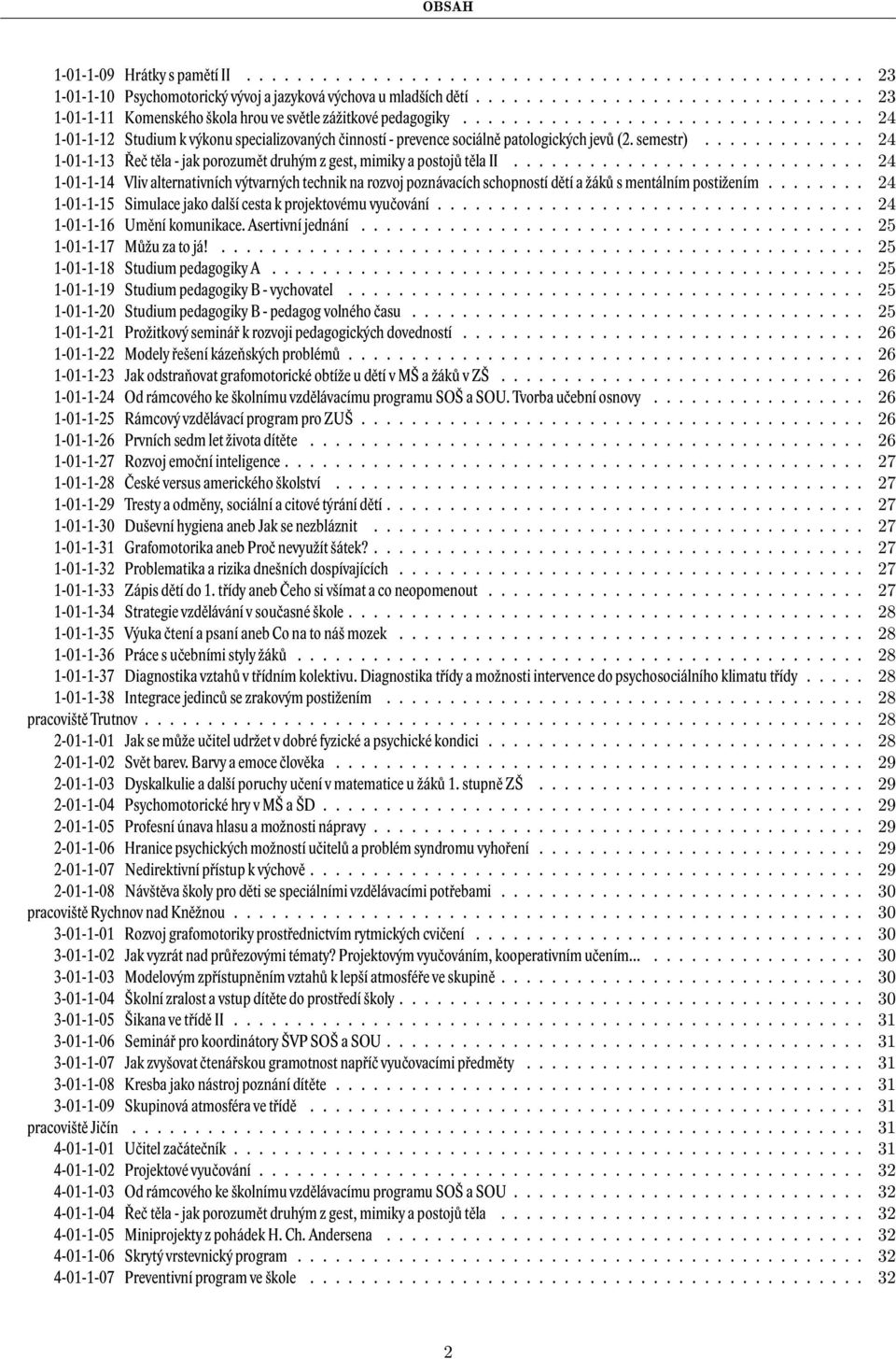 semestr)............. 24 1-01-1-13 Řeč těla - jak porozumět druhým z gest, mimiky a postojů těla II.