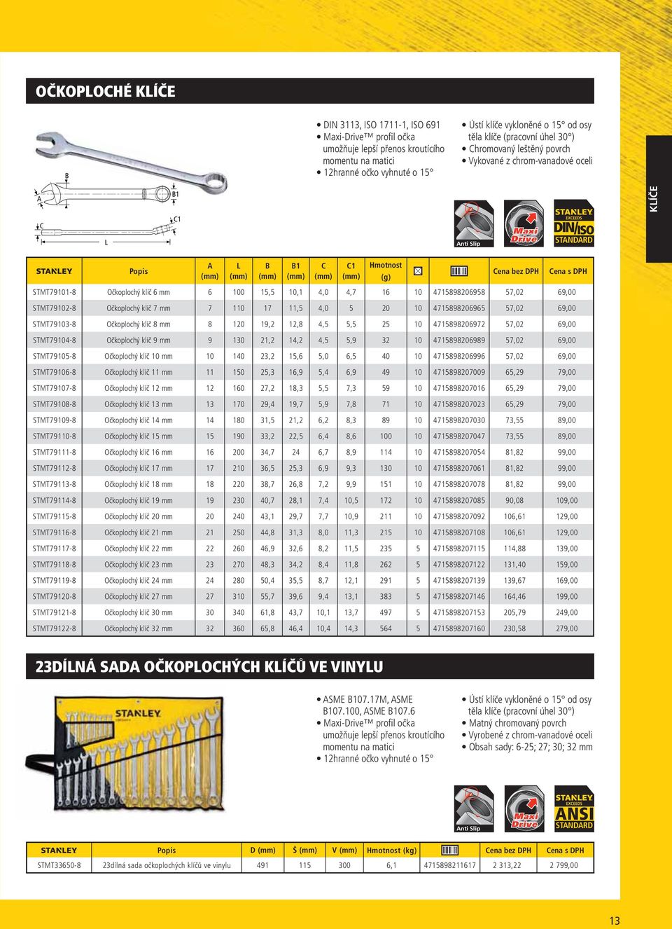 15,5 10,1 4,0 4,7 16 10 4715898206958 57,02 69,00 STMT79102-8 Očkoplochý klíč 7 mm 7 110 17 11,5 4,0 5 20 10 4715898206965 57,02 69,00 STMT79103-8 Očkoplochý klíč 8 mm 8 120 19,2 12,8 4,5 5,5 25 10