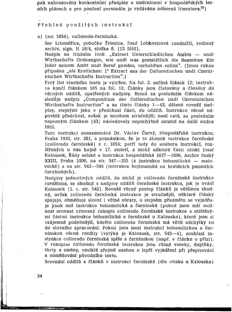 Nadpís na titulním listě: "Extract Unterschiedlichen Ambts - undt Wirthschafts Ordnungen, wie undt was gestaldtlich die Beambten Ein [eder seinem Ambt undt Beruf gemšss, verhaldten sollen".